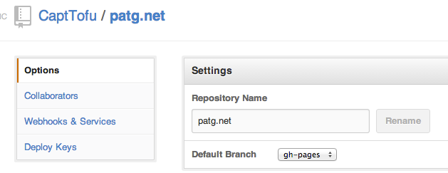 default branch gh-pages